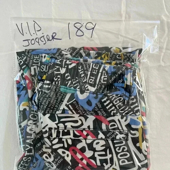 VIP graffiti graphic cargo joggers stretch pull up pant 7/28 streetwear bright - Picture 10 of 10